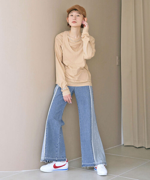 「SLOBE citron.」 加工デニムパンツ 38 サックスブルー レディース