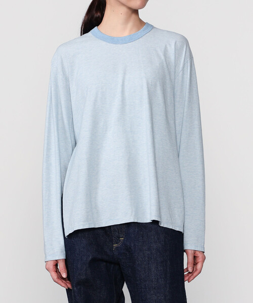 tシャツ MEYAME | オーガニックコットン ボーダー長袖Tシャツ WOMEN レディース MEYAME tシャツ | オーガニックコットン ボーダー長袖Tシャツ