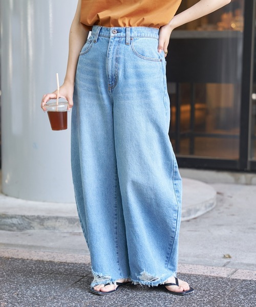 「CIAOPANIC TYPY」 ダメージ加工デニムパンツ LARGE ブルー レディース