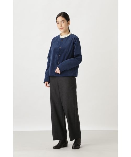「human woman」 ノーカラージャケット LARGE ブルー レディース