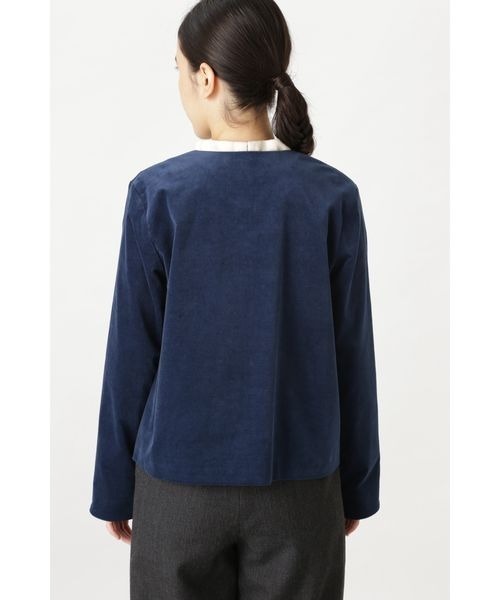 「human woman」 ノーカラージャケット LARGE ブルー レディース