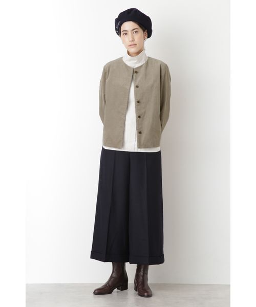 「human woman」 ノーカラージャケット LARGE ブルー レディース