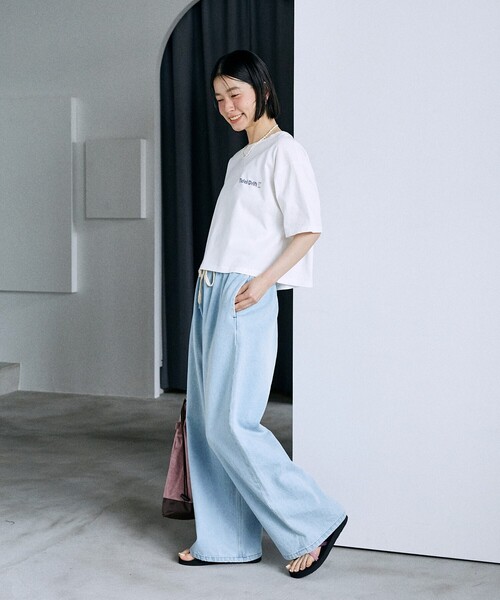 「FREAK'S STORE」 加工デニムパンツ MEDIUM サックスブルー レディース