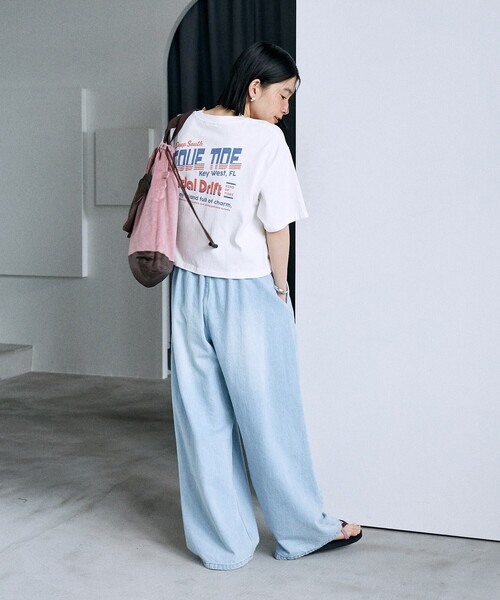 「FREAK'S STORE」 加工デニムパンツ MEDIUM サックスブルー レディース