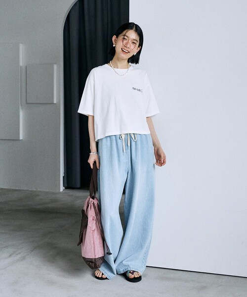 「FREAK'S STORE」 加工デニムパンツ MEDIUM サックスブルー レディース