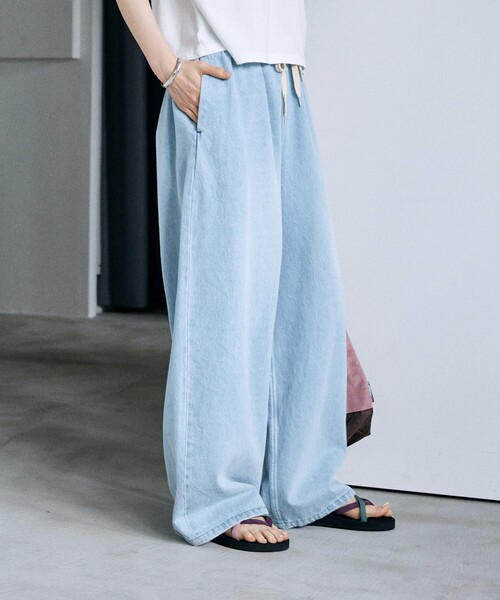 「FREAK'S STORE」 加工デニムパンツ MEDIUM サックスブルー レディース