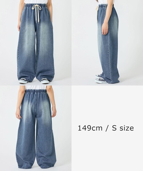 「FREAK'S STORE」 加工デニムパンツ MEDIUM サックスブルー レディース