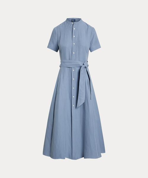 ポロ　ラルフローレン　シャツワンピース　ベルテッド　Aライン　美品 POLO RALPH LAUREN（ポロ・ラルフローレン） シャツワンピース