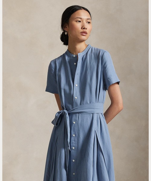 ポロ　ラルフローレン　シャツワンピース　ベルテッド　Aライン　美品 POLO RALPH LAUREN（ポロ・ラルフローレン） シャツワンピース