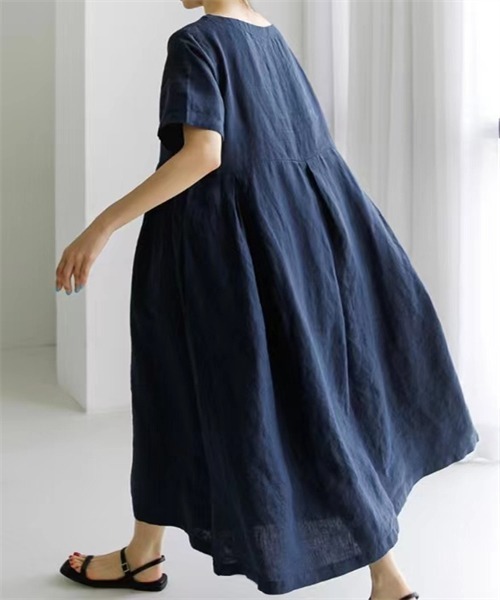 「Dream garden」 半袖ワンピース X-LARGE ベージュ レディース_画像3