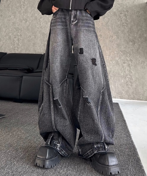 ARULE（アルール） ジーンズ A'GEM/9 × .kom 切り替えダメージワイド