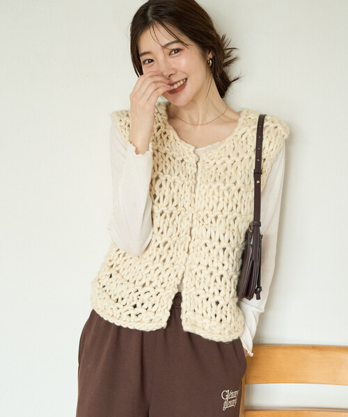 MICHAELA BUERGER ハンドニット ニットベスト ブラック MICHAELA