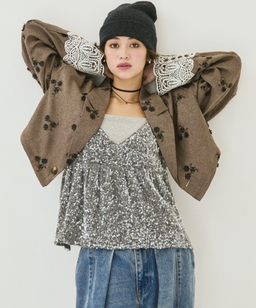 MIRROR STOKE ブラウス シャツ 「ZOZO限定」SEQUINED VELVET CAMISOLE 
