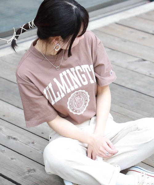 「Champion」 半袖Tシャツ M ベージュ レディース_画像2