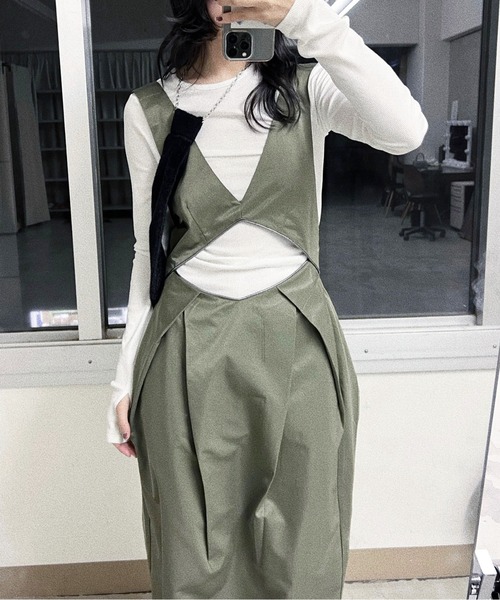 musubore 「musubore」 サロペットスカート FREE カーキ レディース