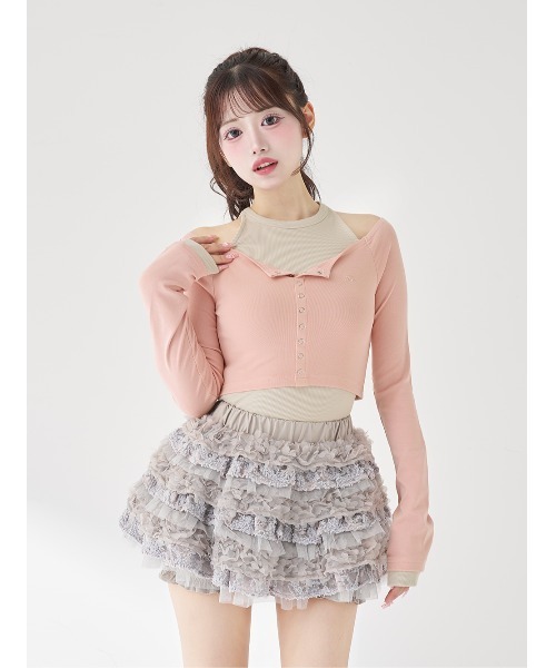 Darich（ダーリッチ） オフショルレイヤードリブトップス レディース