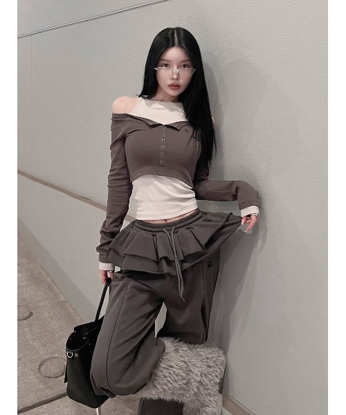 Darich（ダーリッチ） オフショルレイヤードリブトップス レディース