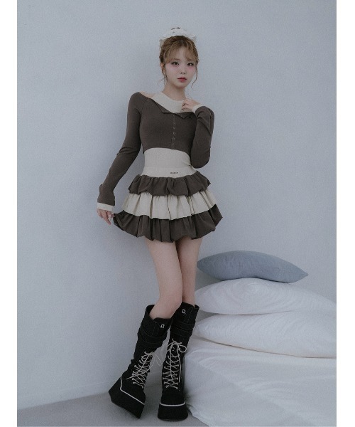 Darich（ダーリッチ） オフショルレイヤードリブトップス レディース