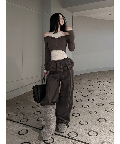 Darich（ダーリッチ） オフショルレイヤードリブトップス レディース