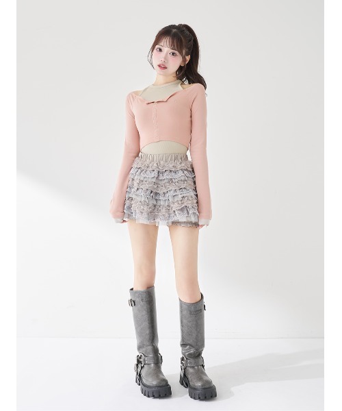 Darich（ダーリッチ） オフショルレイヤードリブトップス レディース