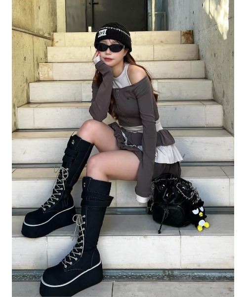 Darich（ダーリッチ） オフショルレイヤードリブトップス レディース