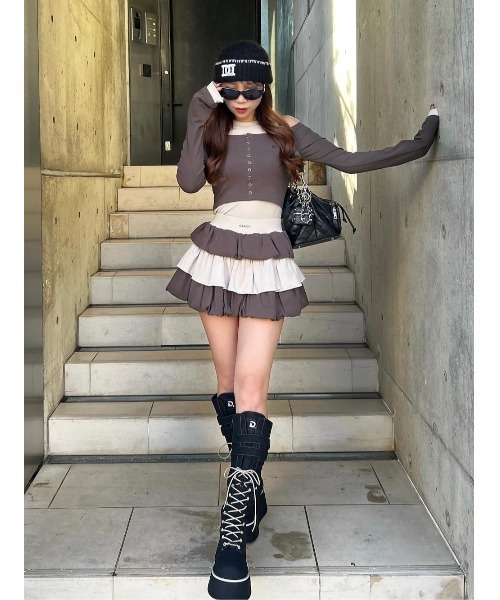 Darich（ダーリッチ） オフショルレイヤードリブトップス レディース