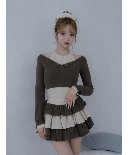 Darich（ダーリッチ） オフショルレイヤードリブトップス レディース