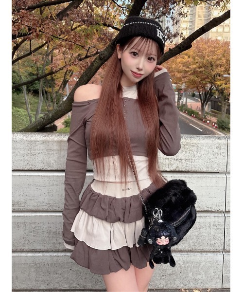 Darich（ダーリッチ） オフショルレイヤードリブトップス レディース