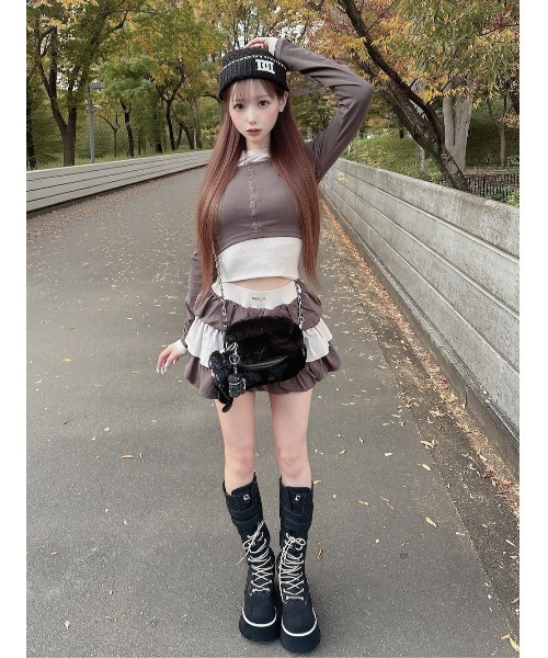 Darich（ダーリッチ） オフショルレイヤードリブトップス レディース