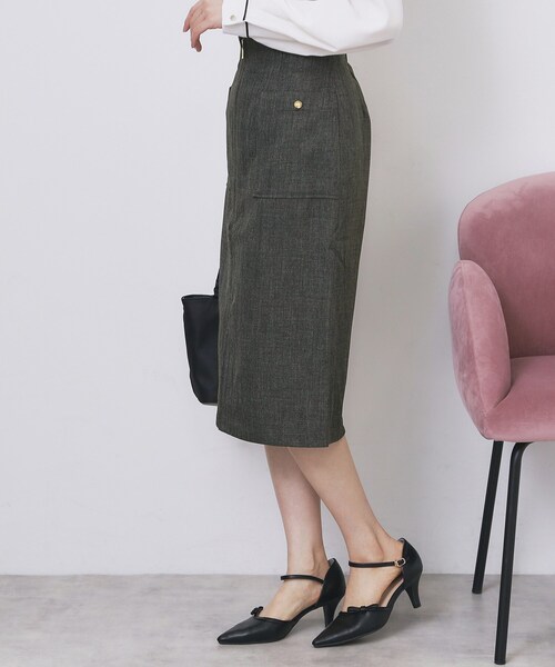 index（インデックス） スカート ツイード調フロントジップタイト