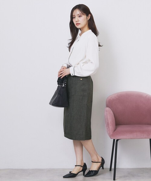 スカート oioi index（インデックス） スカート ツイード調フロントジップタイト