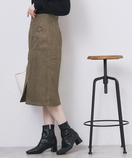 index（インデックス） スカート ツイード調フロントジップタイト