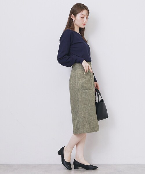 index（インデックス） スカート ツイード調フロントジップタイト