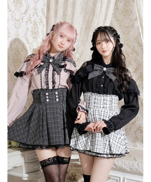 NOEMIE（ノエミー） ブラウス シャツ ツイードリボンケープフリル