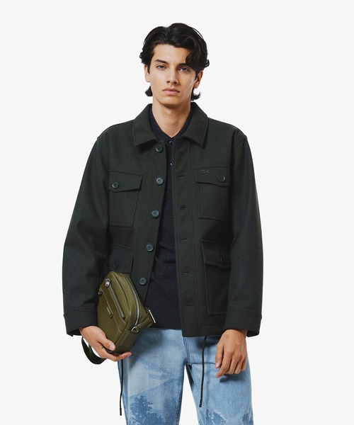 【ブラック】防水 防風 ウールブレンド3レイヤージャケット LACOSTE（ラコステ） ブルゾン アウター 防水 防風 ウールブレンド3