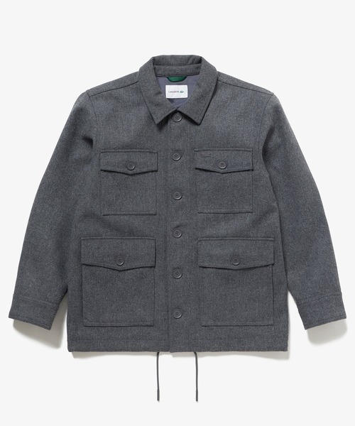 【グレー】防水 防風 ウールブレンド3レイヤージャケット LACOSTE（ラコステ） ブルゾン アウター 防水 防風 ウールブレンド3