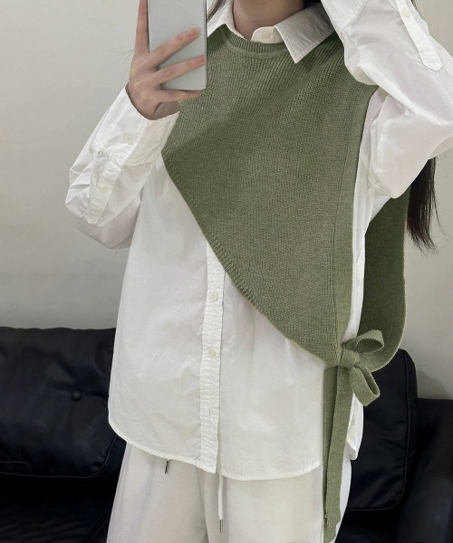 miniministore（ミニミニストア） ベスト ジレ 三角ニットベスト 重ね