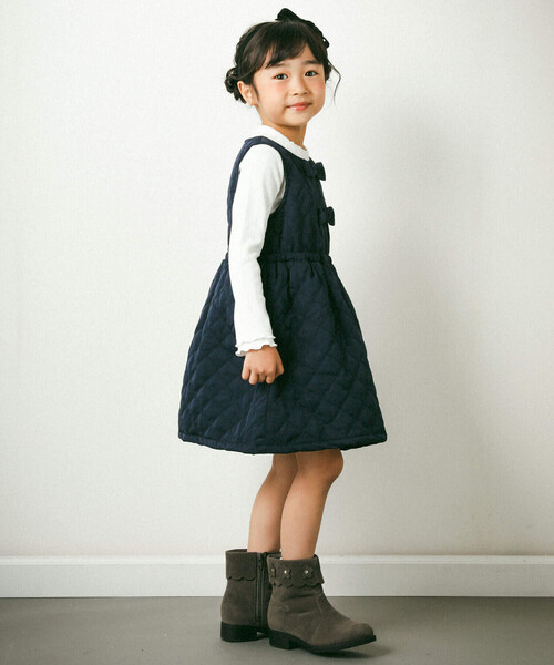 「BeBe Petits Pois Vert」 「KIDS」ノースリーブワンピース 110cm ネイビー キッズ_画像4