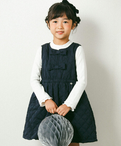 「BeBe Petits Pois Vert」 「KIDS」ノースリーブワンピース 110cm ネイビー キッズ_画像5