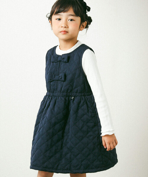 「BeBe Petits Pois Vert」 「KIDS」ノースリーブワンピース 110cm ネイビー キッズ_画像6