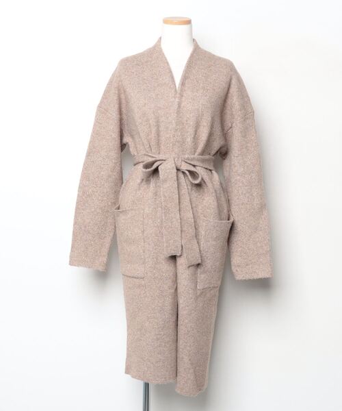 美品 ADAM ET ROPE Vネック ノーカラーコート ライトピンク ADAM ET ROPE'（アダムエロペ）の「ビーバーVネックノーカラーコート