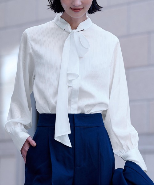 「ur's」 長袖ブラウス S グレイッシュベージュ レディース_画像4