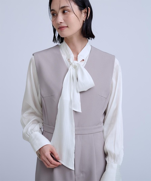 「ur's」 長袖ブラウス S グレイッシュベージュ レディース_画像7