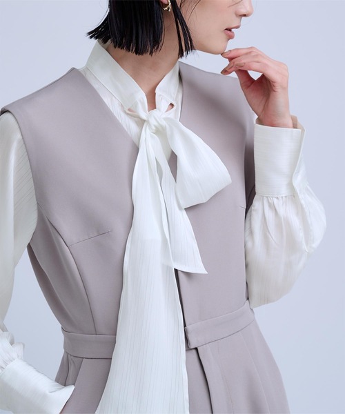 「ur's」 長袖ブラウス S グレイッシュベージュ レディース_画像8