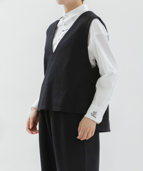 ノップドゥノッド（nop de nod）/ウール圧縮天竺ベスト nop de nod（ノップドゥノッド） ベスト ジレ ウール圧縮天竺ベスト