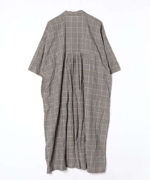 「Sunny clouds」 チェック柄シャツワンピース 3L グレー レディース_画像2