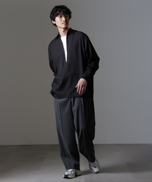 「NANO universe」 長袖シャツ M ホワイト メンズ_画像8