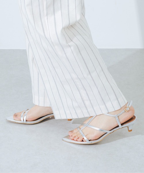 サンダル 「ふかふか・クッション入り」ポインテッド4cmヒールストラップサンダル JA5895 レディースの画像