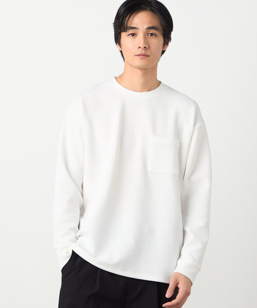 COMME CA ISM（コムサイズム） tシャツ 膨れジャカード 長袖Tシャツ 