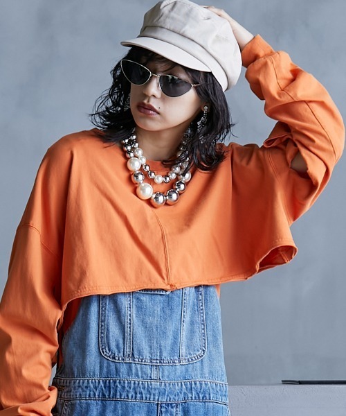 「GEVS.」 半袖Tシャツ 5L オレンジ レディース_画像4
